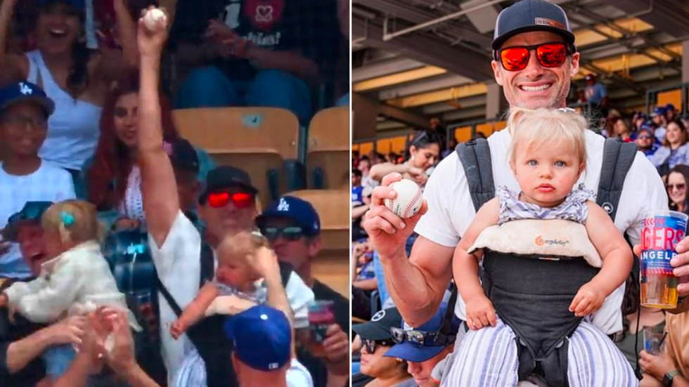 Dad Catches Foul Ball While Holding a Baby & Drink at Dodgers Game  Twitter Goes Wild
