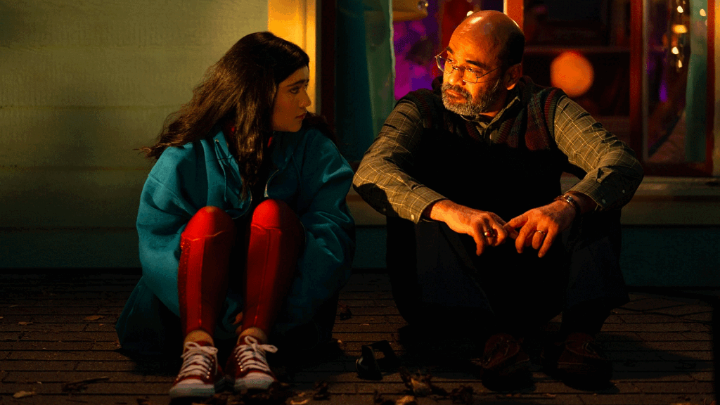 Iman Vellani as Kamala Khan and Mohan Kapur as Yusuf Khan