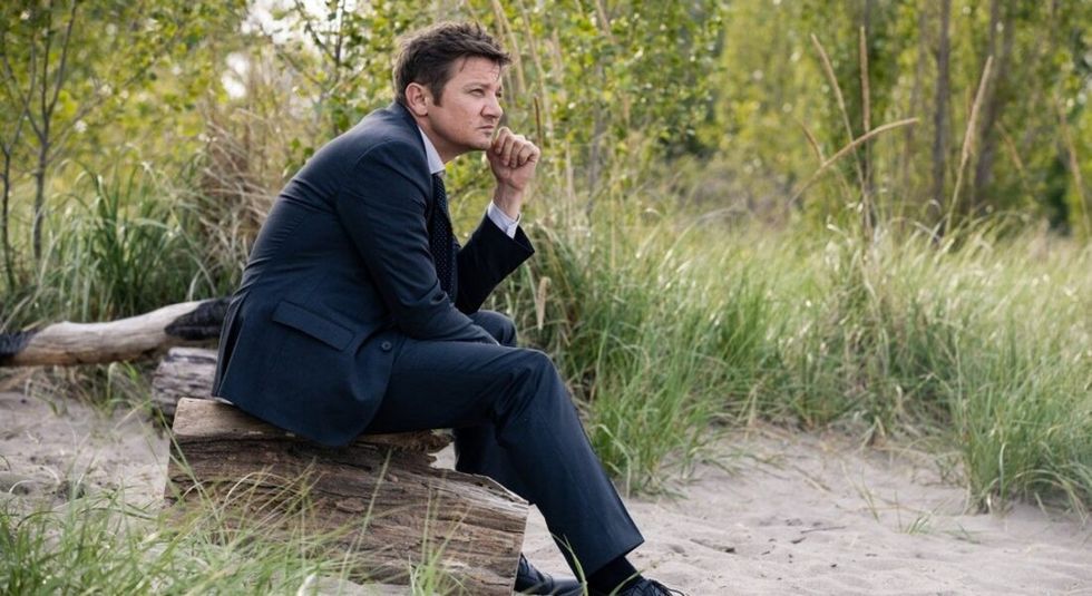 Jeremy Renner in Mayor of Kingstown thinking deeply.