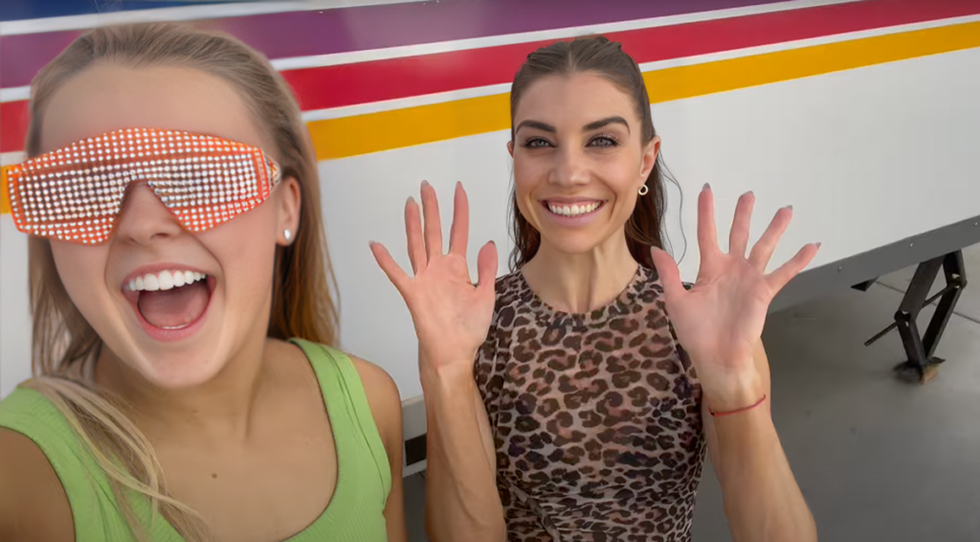 JoJo Siwa and Jenna Johnson on set for Dancing with the Stars