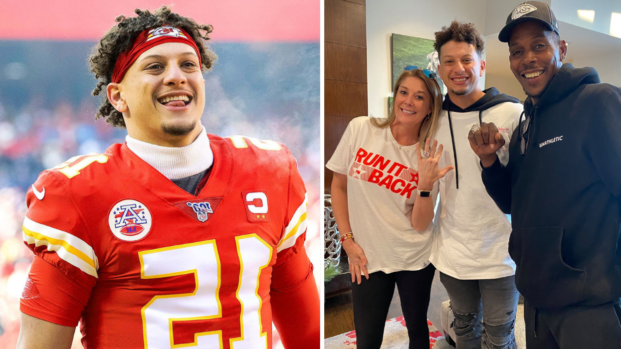 Kansas City Chiefs quarterback Patrick Mahomes and his parents Randi and Pat