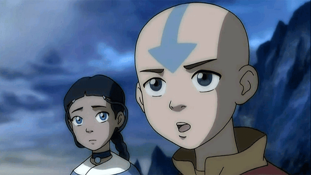 Katara and Aang in the Avatar: The Last Airbender episode 