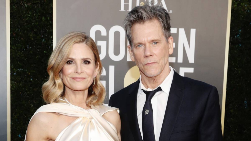 Kevin Bacon and Kyra Sedgwick dressed in formal attire at the award show.