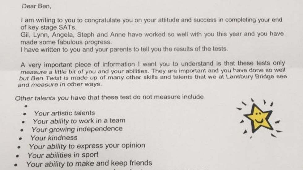 letter written by a teacher