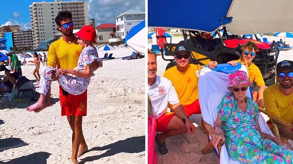 Lifeguards Personally Carry 95-Year-Old Woman To Make Sure She Can Enjoy The Water