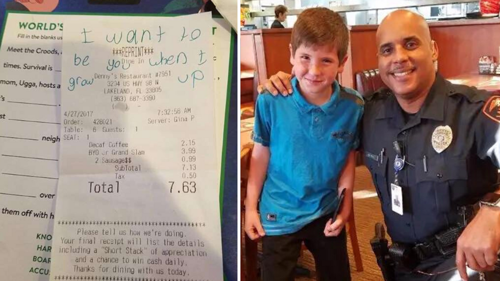Little Boy Eating Breakfast With His Mom Sees a Cop Come Into the Restaurant - Gives the Officer a Note That Leaves Him Speechless
