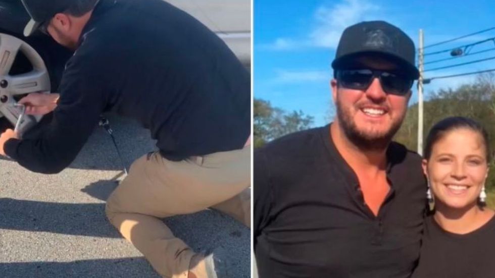 Luke Bryan Saves His Stranded Fan After He Sees Her Pulled Over With a Flat Tire at the Side of the Road