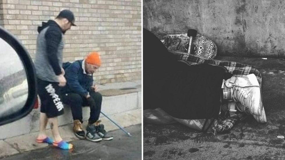 Stranger Notices Homeless Man Is Wearing Torn Shoes in the Cold - Immediately Removes His Own Shoes and Gives It to Him