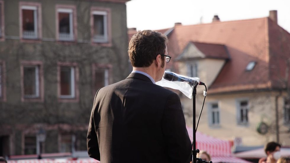 man giving a speech