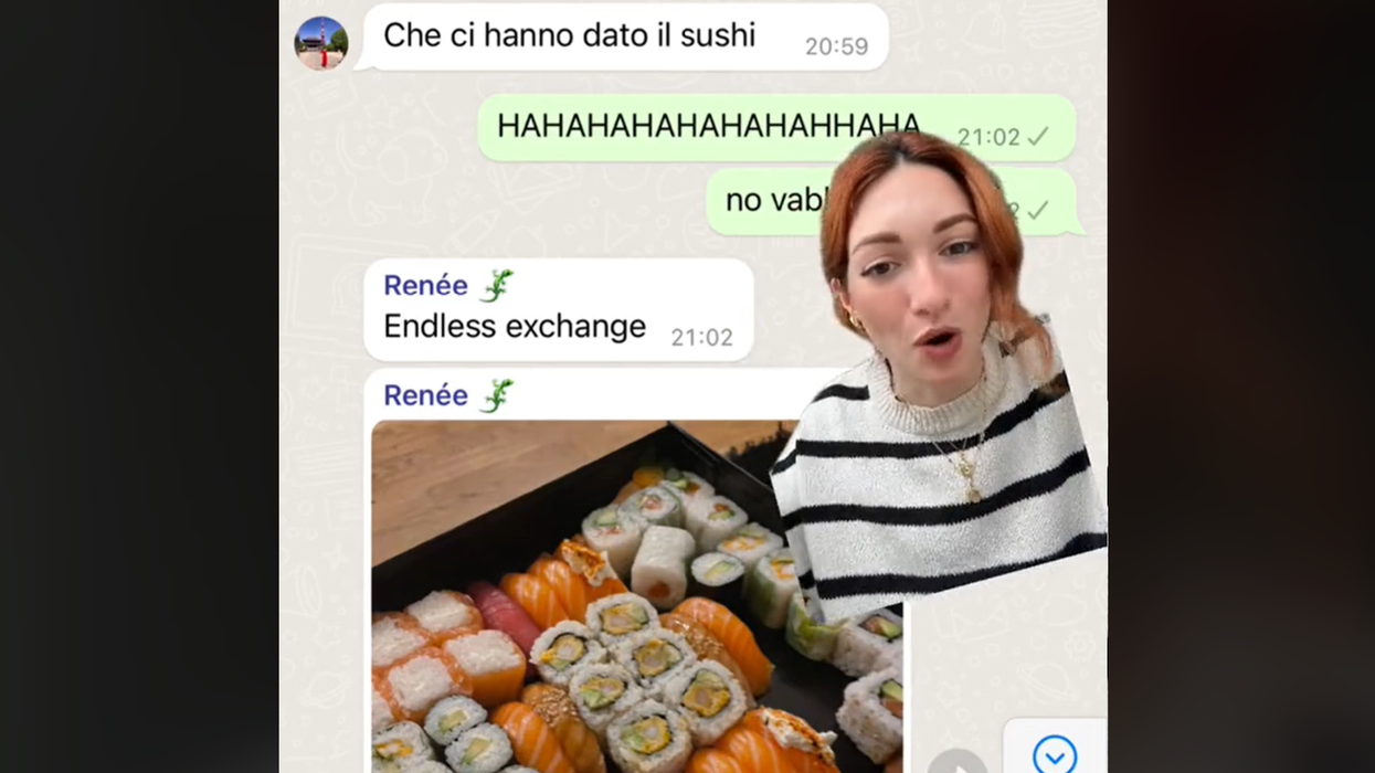 Martina Panchetti and her roommates receive sushi from their neighbors.