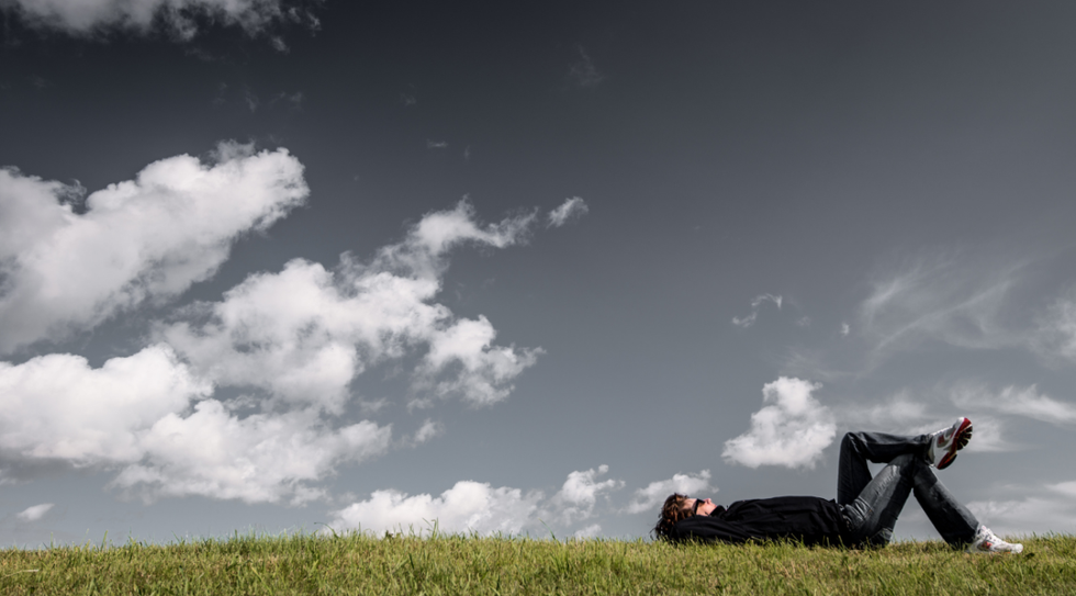 may laying on back daydreaming