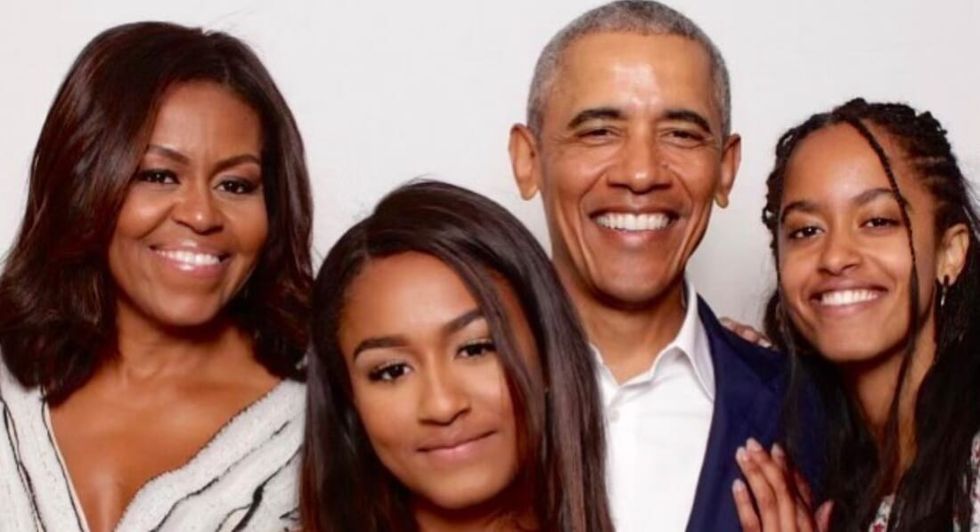 Michelle and Barack Obama with daughters Malia and Sasha.