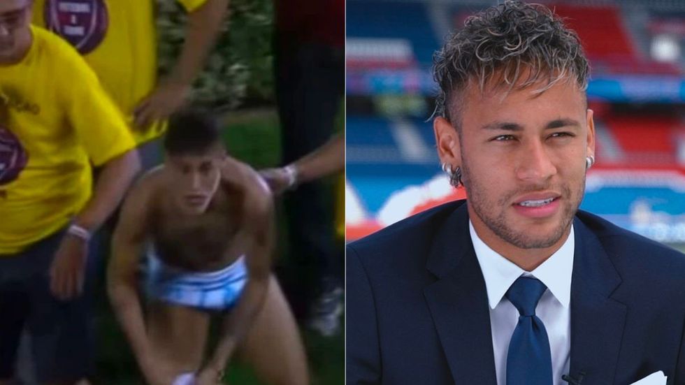 Soccer Legend Neymar Gives Back to Fans at a Charity Game — By Stripping Down to his Underwear