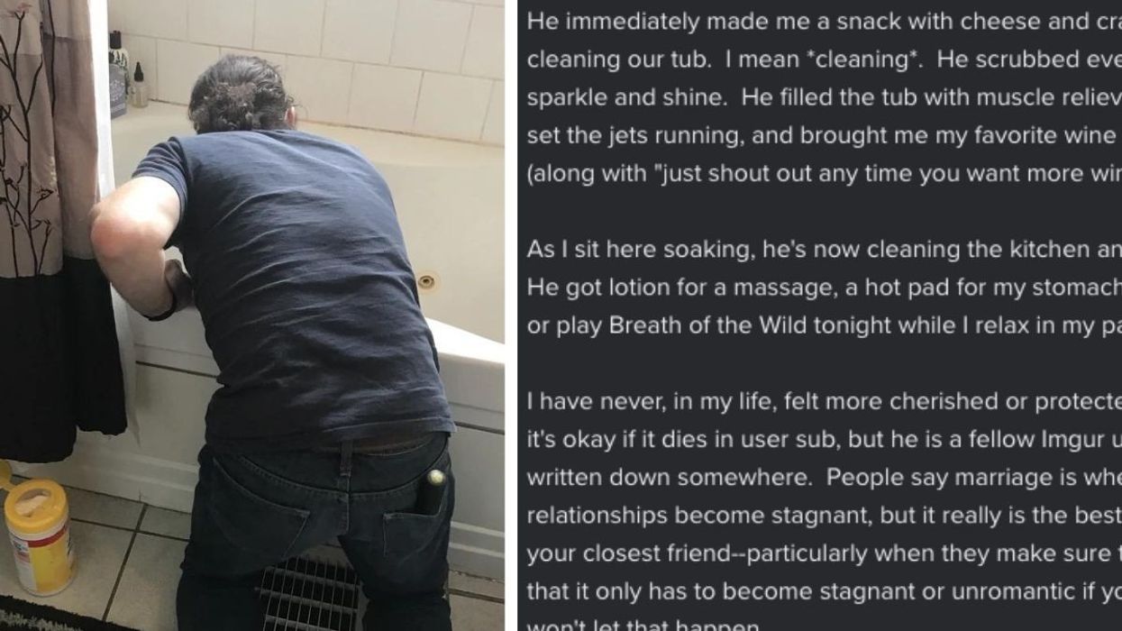 Husband Cleans Grimy Tub - Wife Explains Exactly Why It's The Most Romantic Gesture