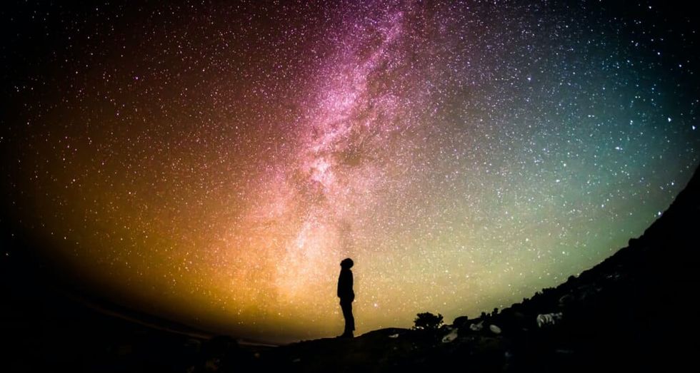 night sky beautiful silhouette of man