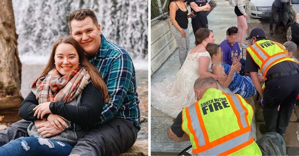 Newlywed Nurse Jumps To Rescue A Car Crash Victim While Still In Her Wedding Gown