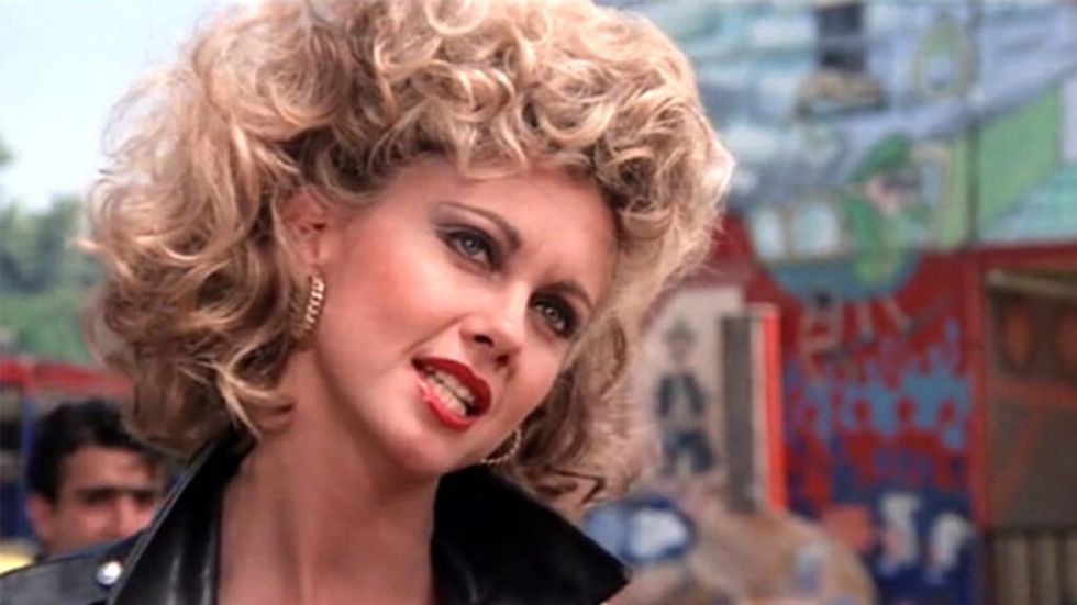 Olivia Newton-John looking tough in Grease