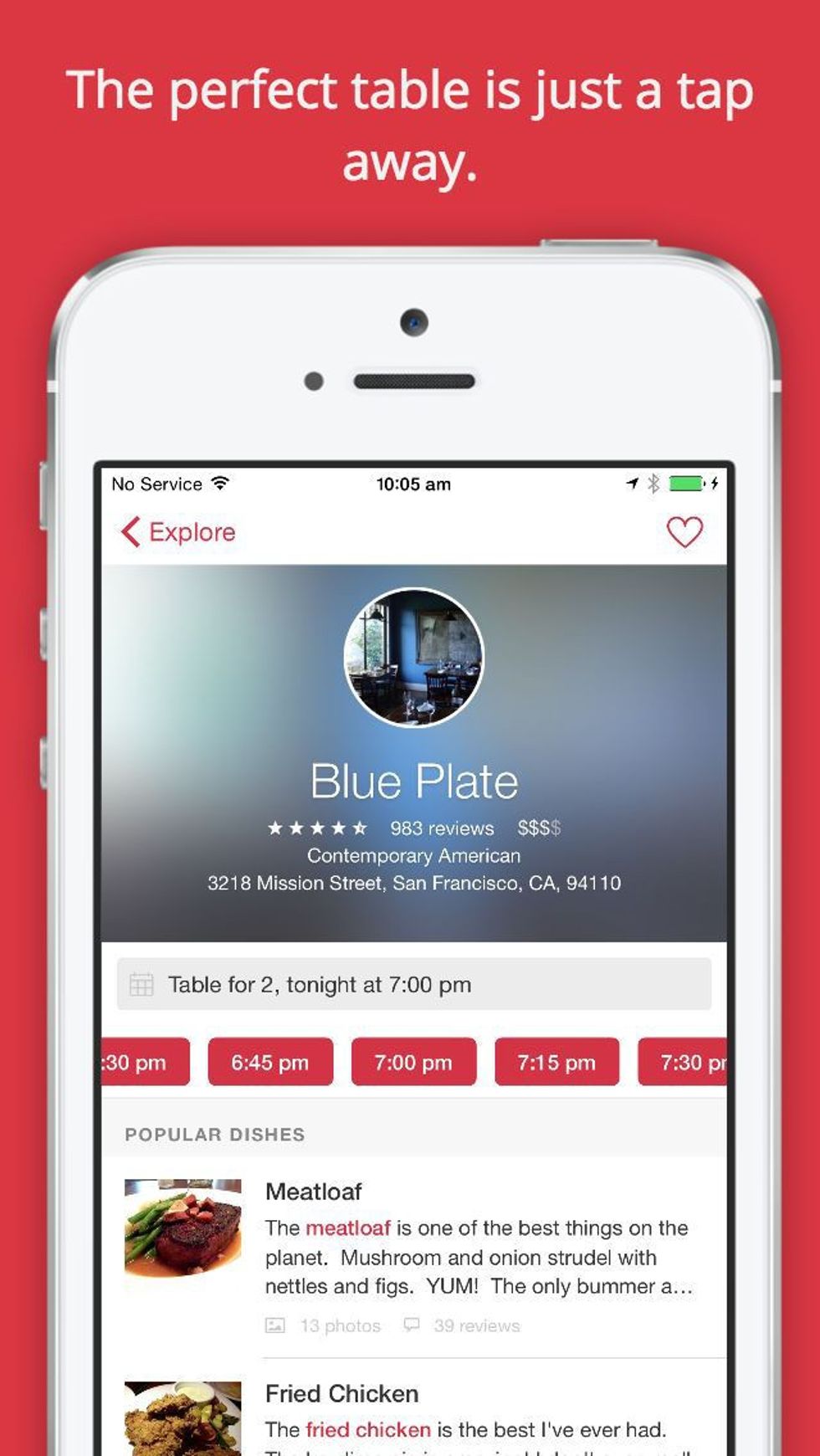 opentable app screenshot