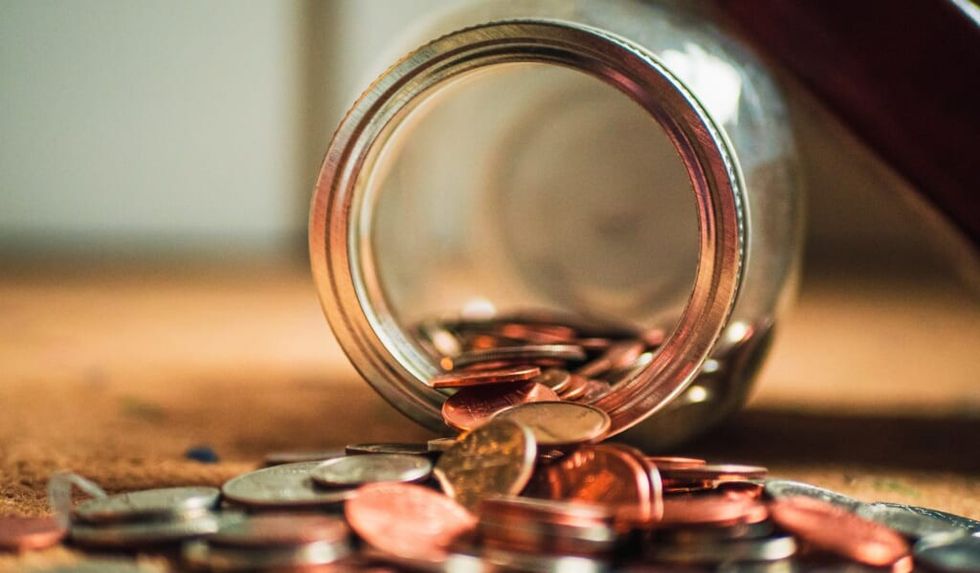 pennies in a jar poured out