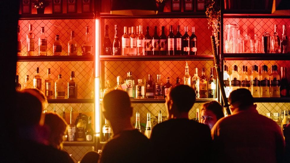 people in a dark bar