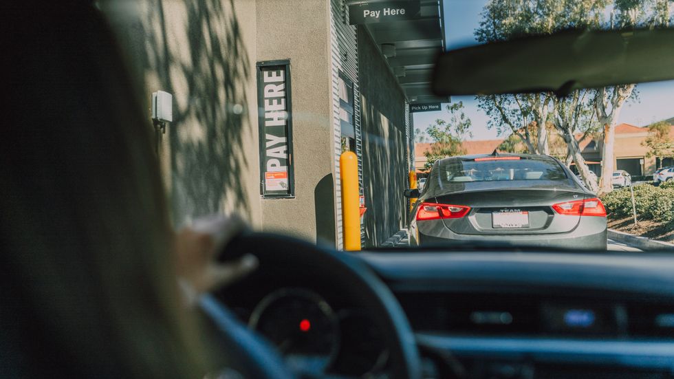 person in a drive thru