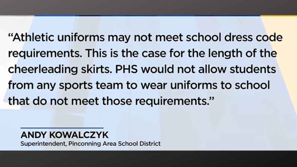 Pinconning superintendent response to cheerleader uniform