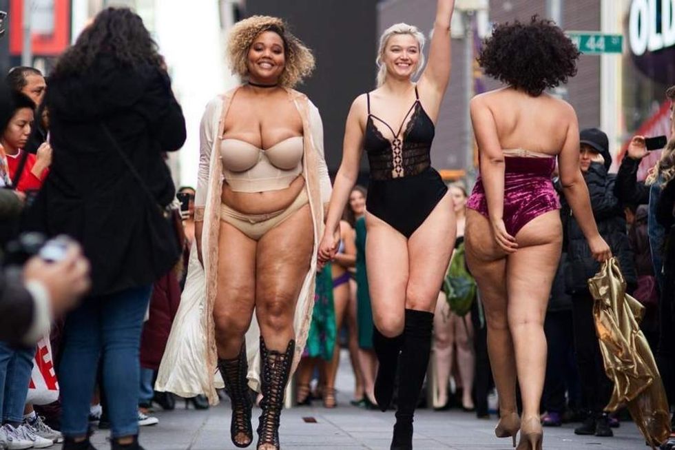 Models of All Sizes Don Lingerie to Transform Times Square Into Body Positive Catwalk