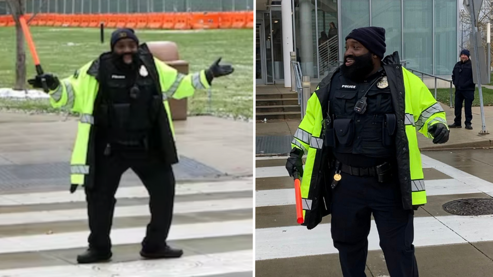 Police Officer of 19 Years Dances on the Street - And His Reason Why Has People Laughing