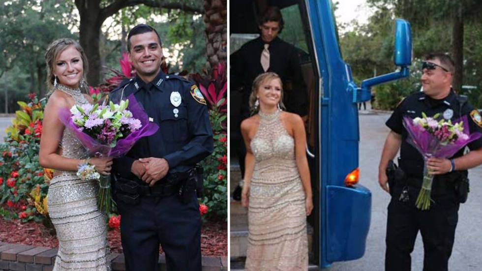 Young Woman Whose Father Passed Away Steps off the Prom Bus - Finds a Dozen Police Officers Waiting for Her