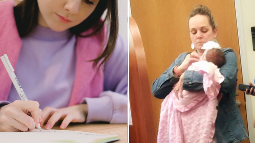 Single Mom Brings Her Sick Baby to Class During a Test - Her Fellow Student Captures Her Professors Surprising Reaction