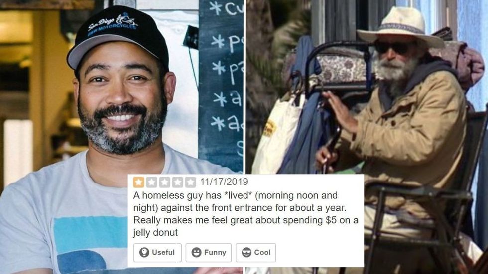 Restaurant Receives One-Star Review Due to Homeless Man in Front - Instead of Making Him Leave, Owner Defends Him