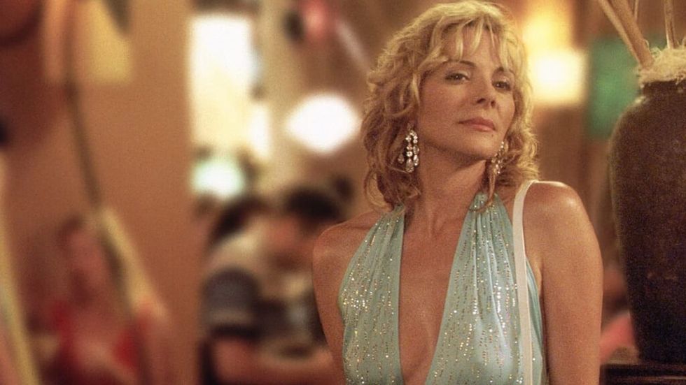 Samantha in a blue sequin dress in Sex and the City