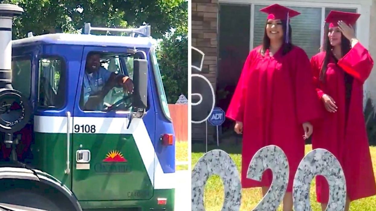 Worker Who Lost His Two Daughters Stops To Sing For Two Girls On Their Graduation Day