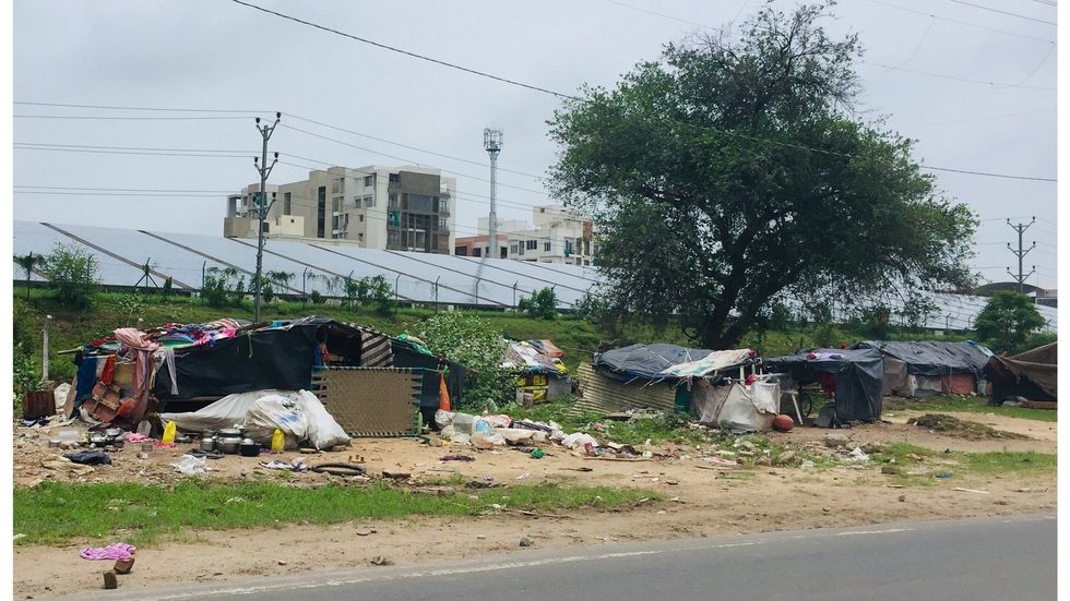 shacks on the roadside