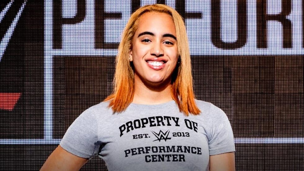 simone johnson posing at the WWE performance center