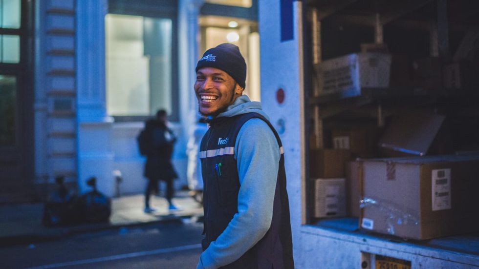 smiling delivery man