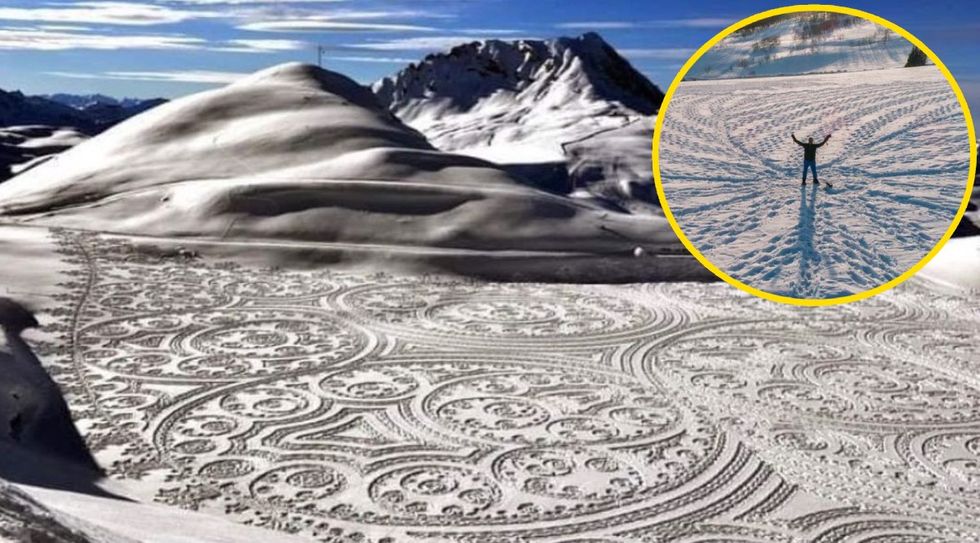 64-Year-Old Artist Receives Worldwide Recognition by Creating Unbelievable Snow Art — With His Feet