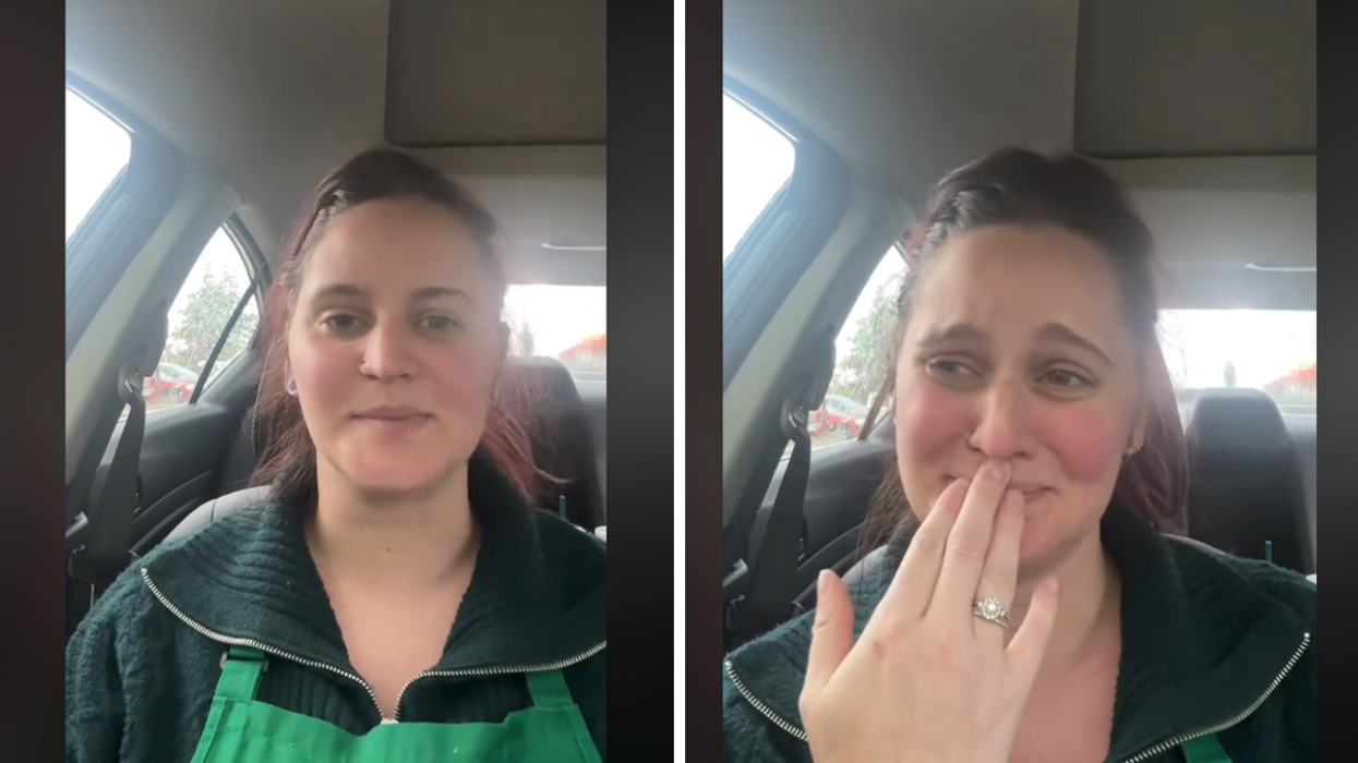 Starbucks bucks employee crying in her car.