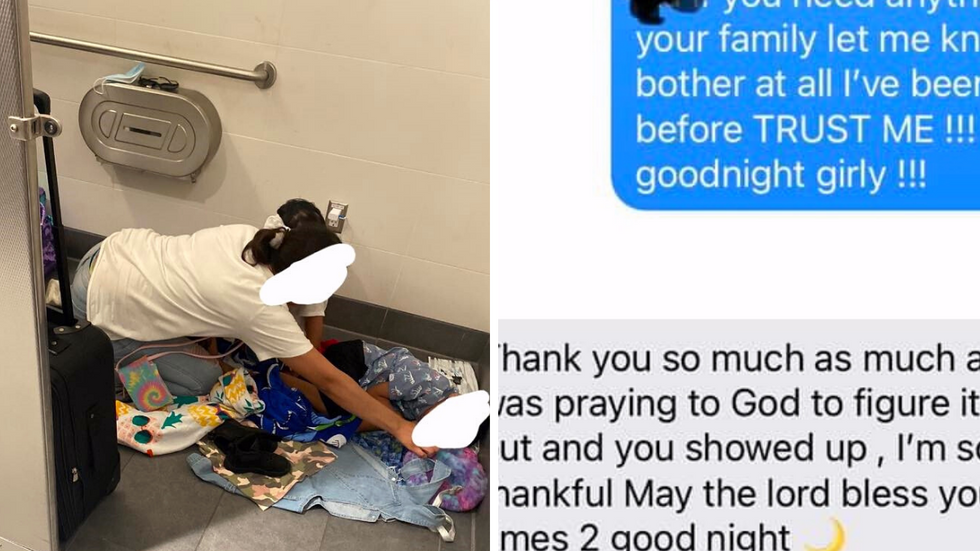 Stranger Finds Distressed Mother Sleeping In Bathroom With Her Kids - Stops Everything To Help Them