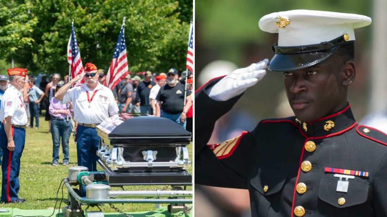 Strangers at elderly U.S veteran's funeral.