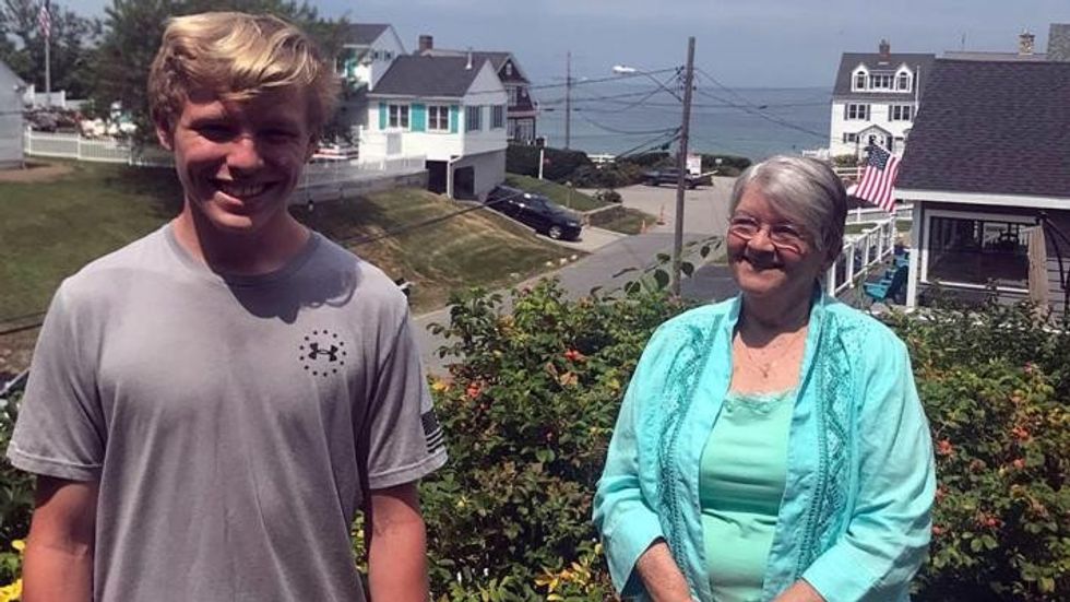 teen boy with an elderly woman