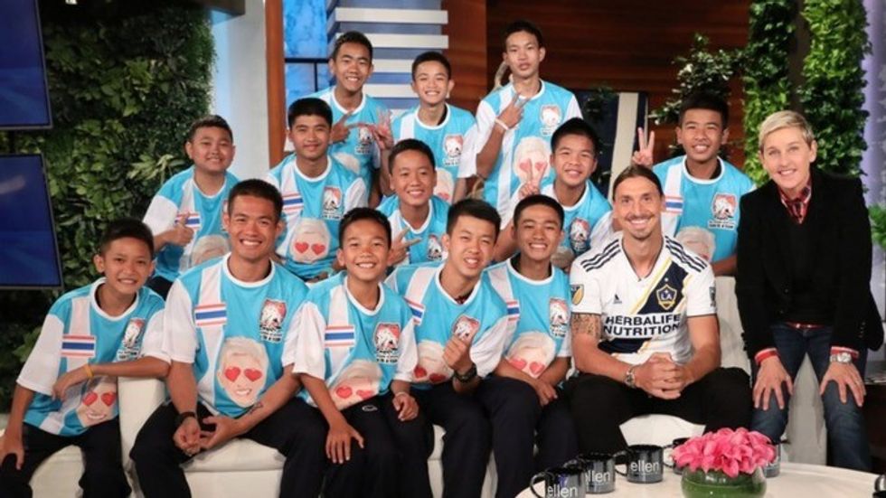 Rescued Thai Soccer Team Appear on Ellen to Meet Their Hero Soccer Star Zlatan Ibrahimović