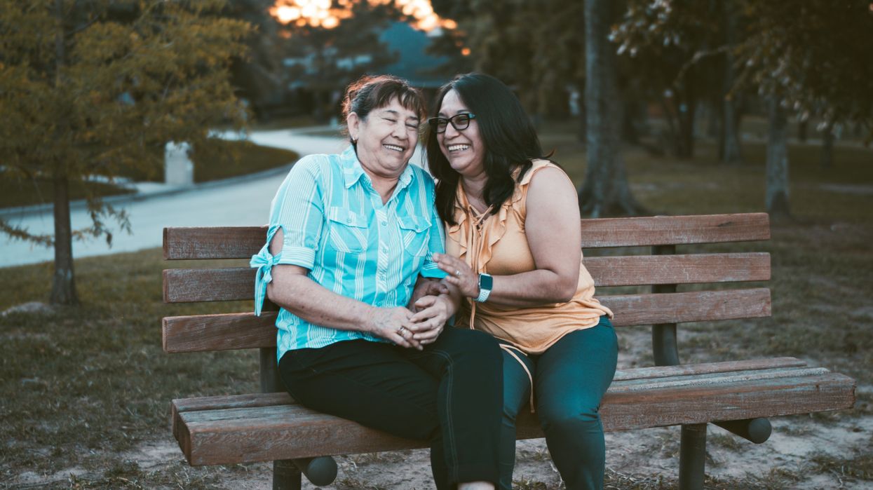 two women on a bench