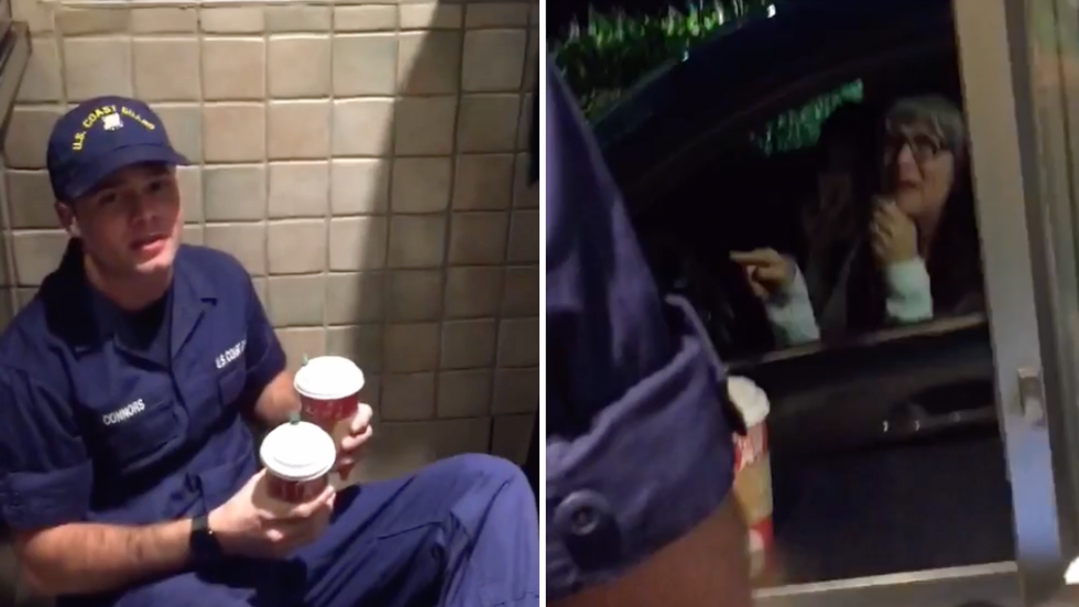 Mom Pulls Up to Starbucks Drive-Thru - Is Shocked When Her Coast Guard Son Pops Out of Hiding
