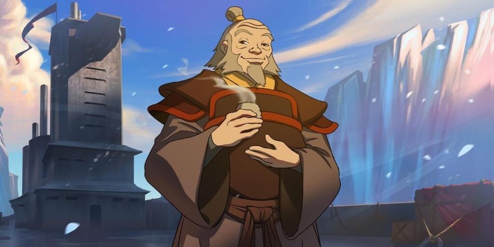 Uncle Iroh smile holding tea