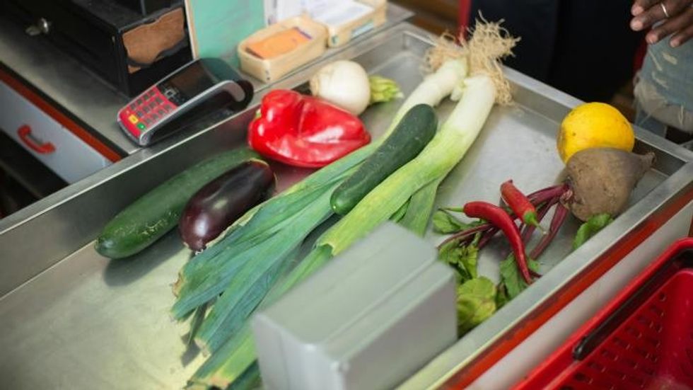 vegetables at counter