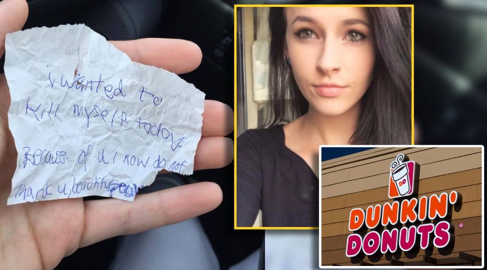 Woman Buys Homeless Man Coffee at Dunkin Donuts  He Then Hands Her a Shocking Note