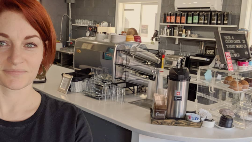 woman in a coffee shop