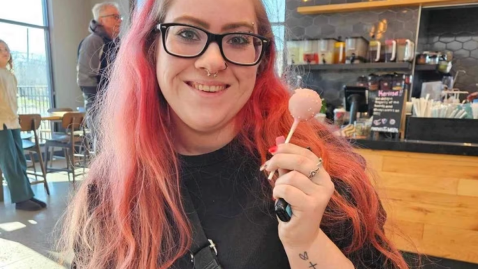 woman with pink hair