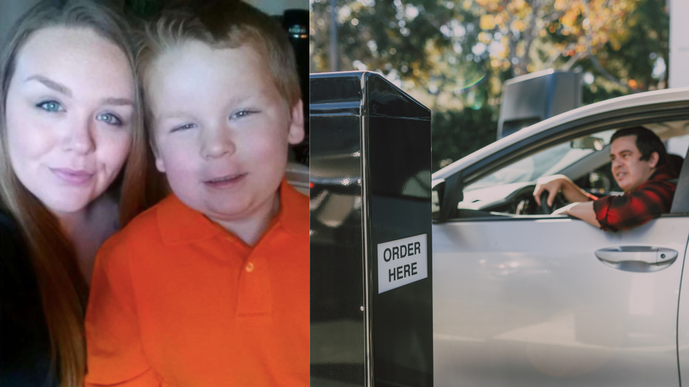 Little Boy Pays for the Meal of a Hurricane Evacuee in Line at Chick